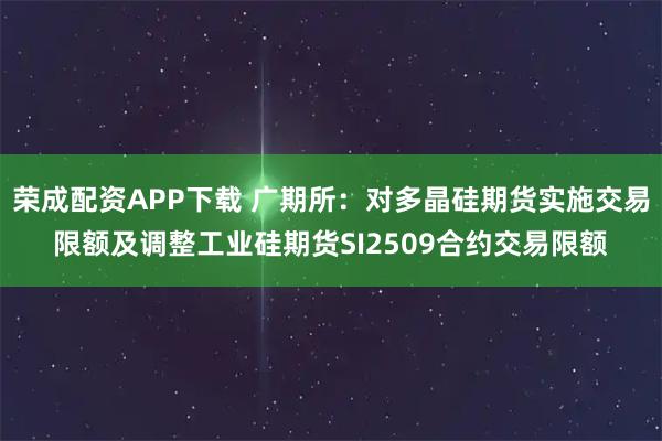 荣成配资APP下载 广期所：对多晶硅期货实施交易限额及调整工业硅期货SI2509合约交易限额