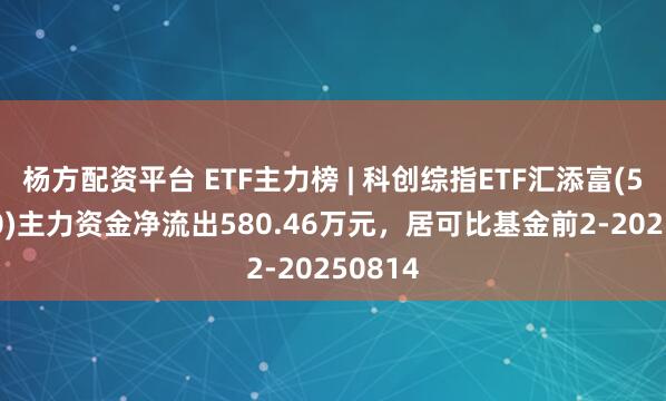 杨方配资平台 ETF主力榜 | 科创综指ETF汇添富(589080)主力资金净流出580.46万元，居可比基金前2-20250814